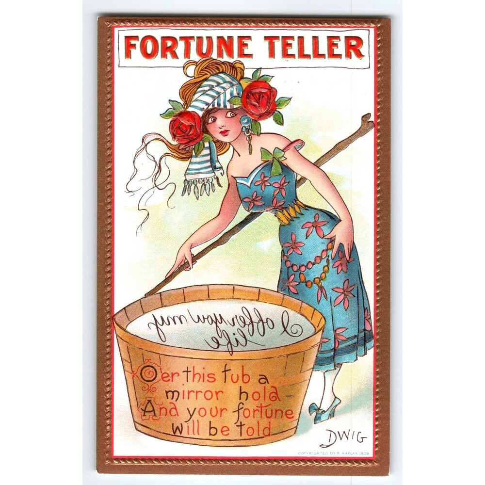 Fantasy Postcard Dwig Hold To Mirror I Offer You My Life Fortune Teller Witch